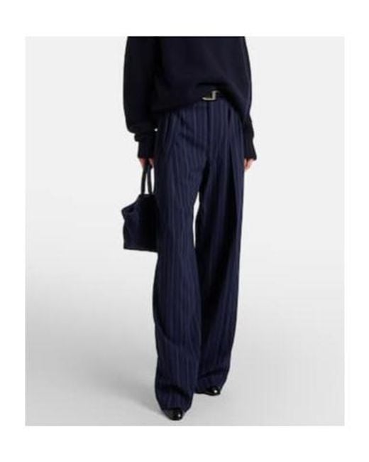 Ralph Lauren Blue Wool Wide-Leg Pants