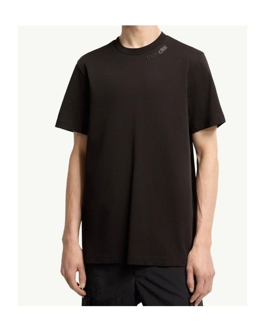 Moncler Black Logo-Embroidered T-Shirt for men