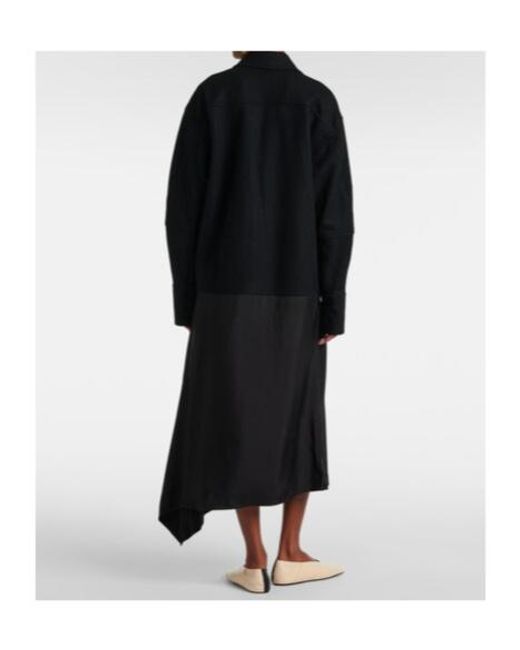 Jil Sander Black Asymmetric Wool-Trimmed Shirt Dress