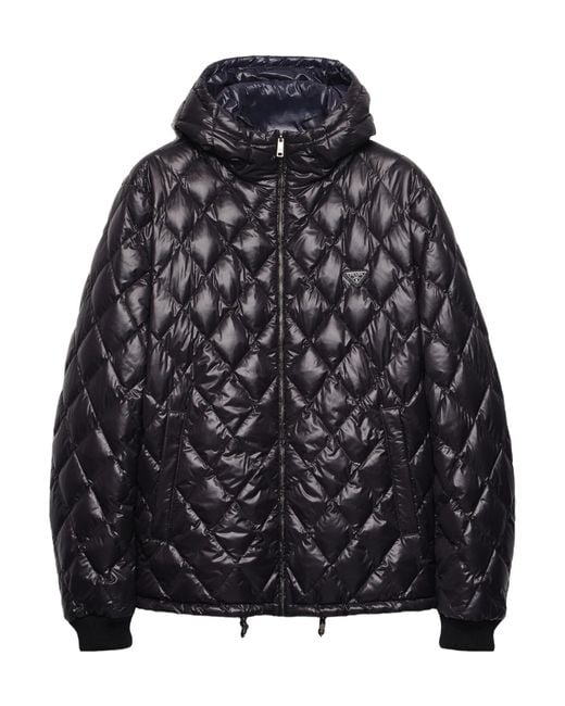 Prada Black Medium-Weight Reversible Quilted Technical Fabric Down Jacket for men