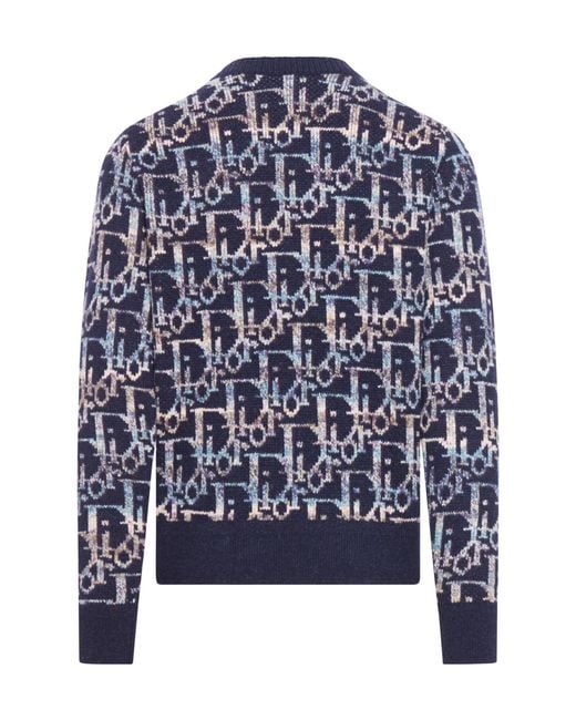 Dior Blue Homme Oblique Jacquard Jumper for men