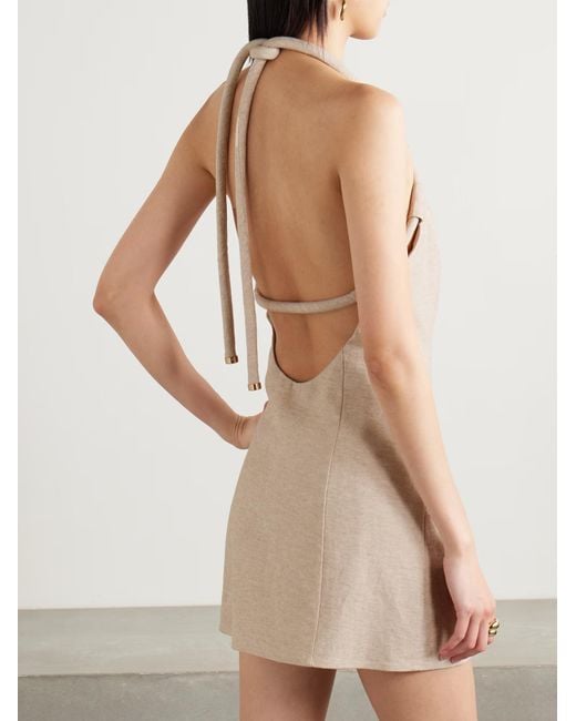 Cult Gaia Natural Lenis Halter-Neck Mini Dress