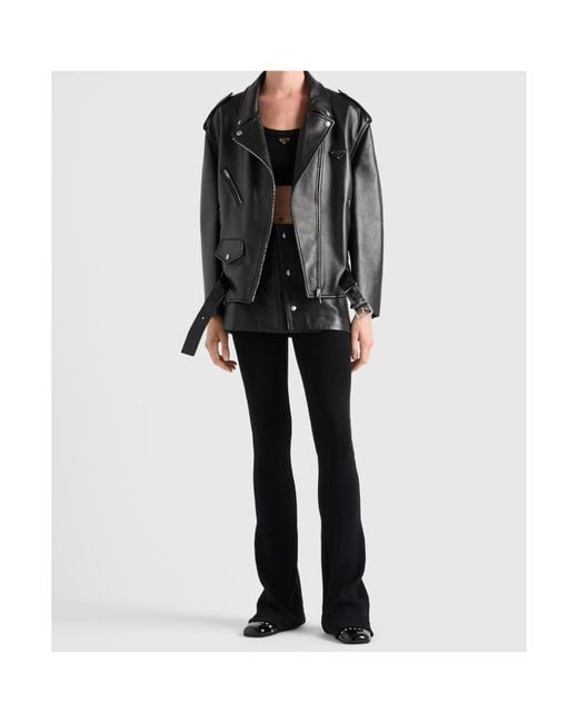 Prada Black Leather Mini Skirt
