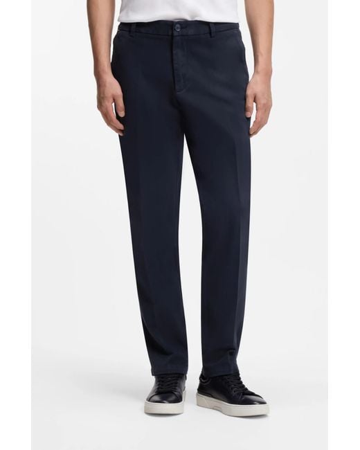 Boss Blue Logo-Patch Trousers for men
