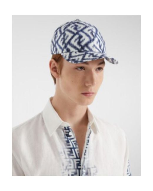 Fendi Blue Ff Patterned Baseball Cap for men