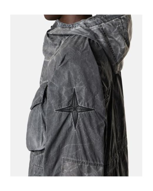 Stone Island Gray Anorak Short Parka for men