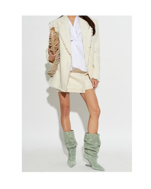 Balmain White Textured Mini Skirt