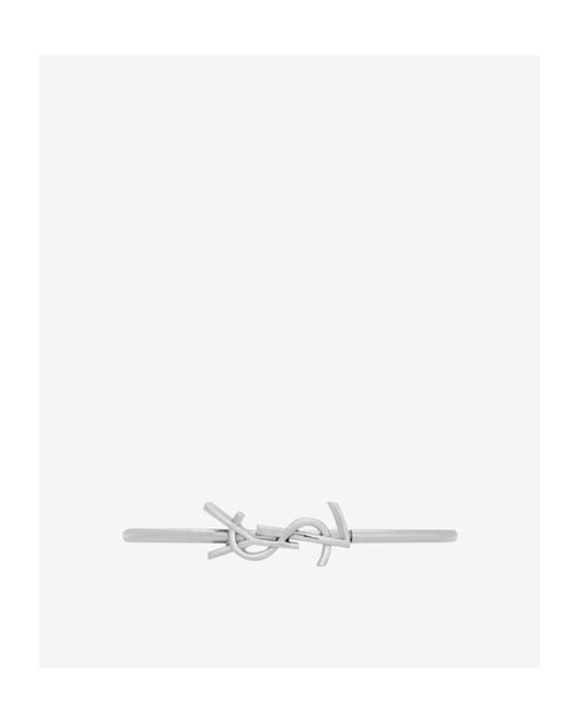 Saint Laurent White Cassandre Hinged Bangle