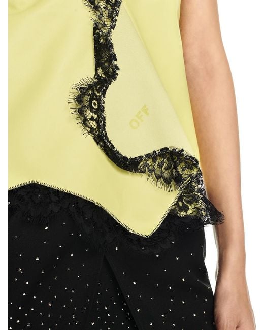 Off-White c/o Virgil Abloh Yellow Leather Lace-Detail Top