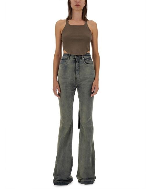 Rick Owens Green Basic Cropped Tank Top