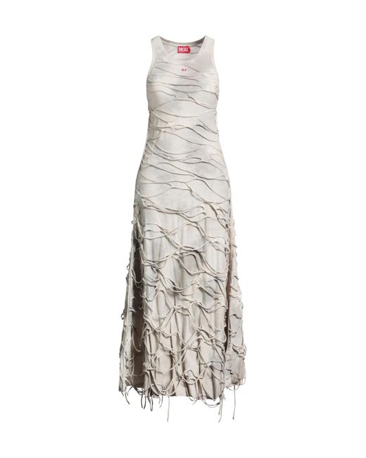 DIESEL White Minimalist Versatile Sleeveless Crew Neck Printed Dress