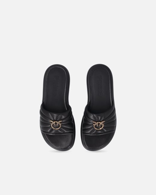 Pinko Black Fiona 03 Logo Appliqué Slippers