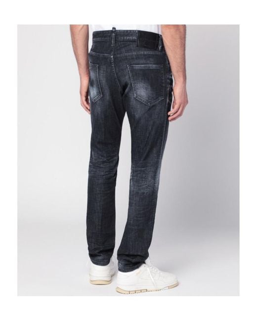 DSquared² Blue Cool Guy Straight Leg Distressed Jeans for men
