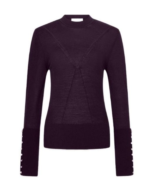 Rabanne Purple Button-Cuff Knitted Sweater