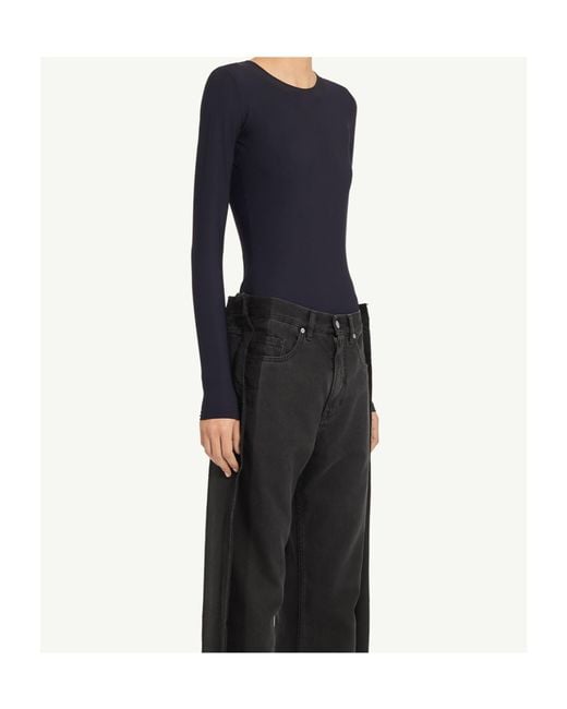 MM6 by Maison Margiela Blue Long-Sleeved Crewneck Bodysuit