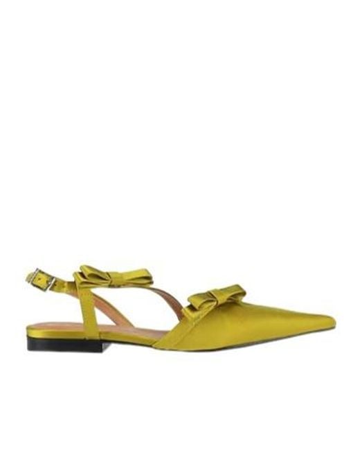 Ganni Yellow Slingback Ballet Flats