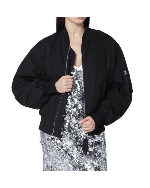 The Attico Black Zip-Up Bomber Jacket