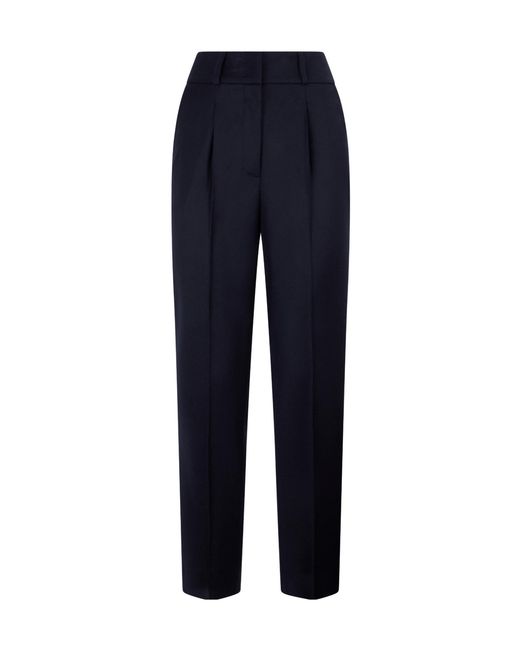 Peserico Blue High-Waist Pleated Pants