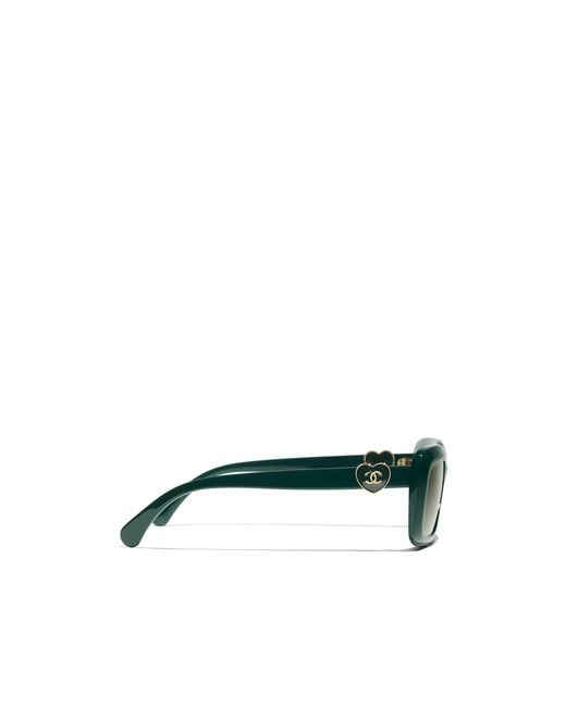Chanel Green Geometric Frame Sunglasses