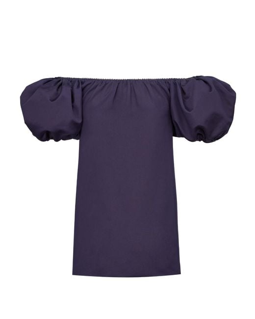 Saint Laurent Blue Puff-Sleeve Mini Dress