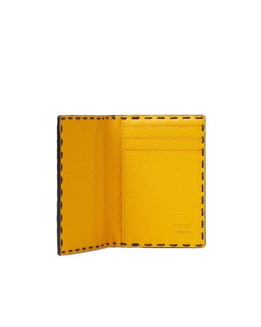 Fendi Black Selleria Bi-Fold Card Holder for men