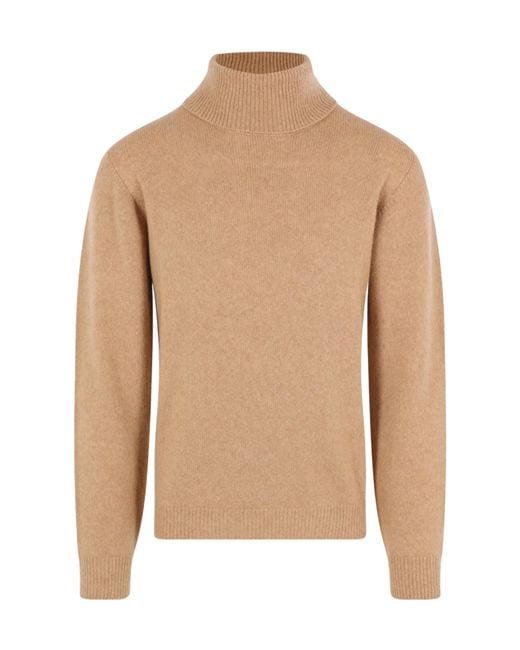 Roberto Collina Natural High Neck Knitted Sweater for men