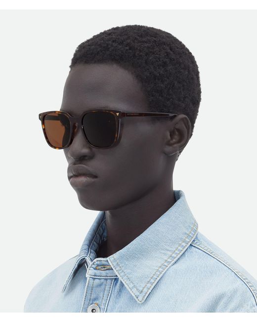 Bottega Veneta Brown Soft Recycled Acetate Square Sunglasses