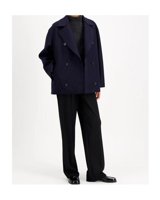 Harris Wharf London Blue Oversized Peacoat Pressed Wool