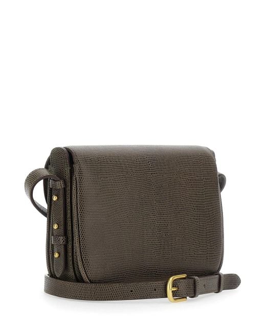 Soeur Gray Flap Shoulder Bag
