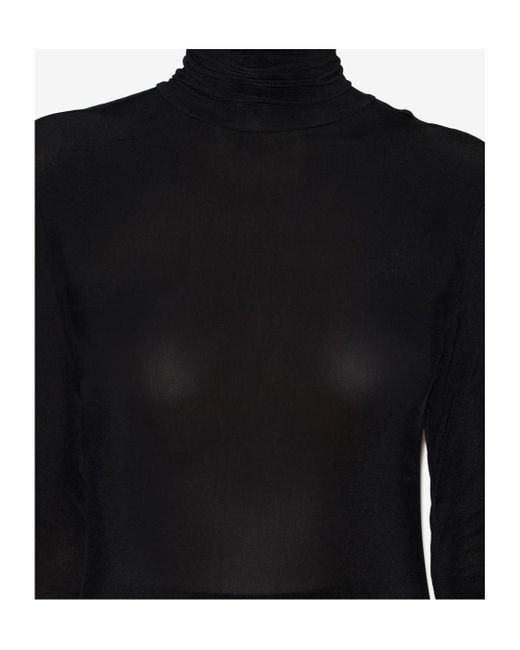 Isabel Marant Black Semi-Sheer High-Neck Long-Sleeved Dress