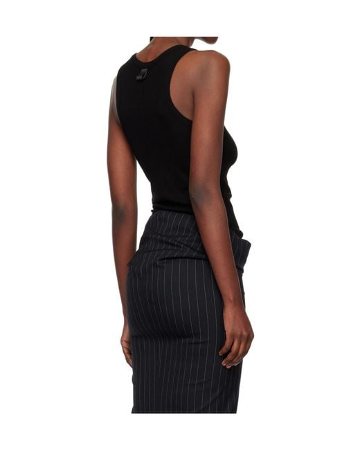 Mugler Black Ribbed Tank Top