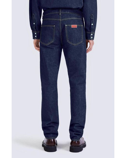 KENZO Blue Low-Rise Slim-Fit Jeans for men