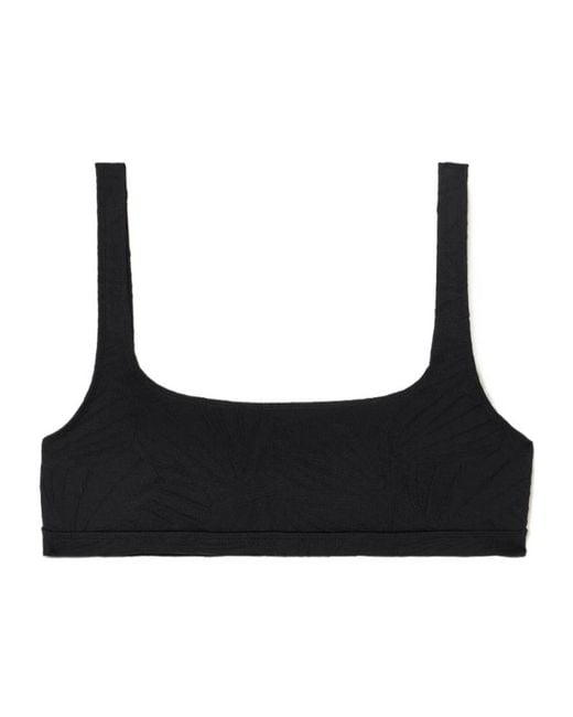 Loulou de Saison Black Hephaistos Stretch-Cloqué Bikini Top