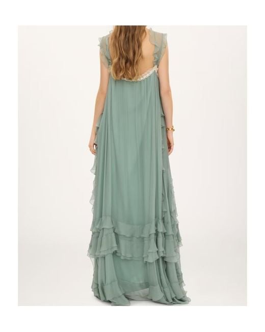 Chloé Green Sleeveless Layered Long Dress