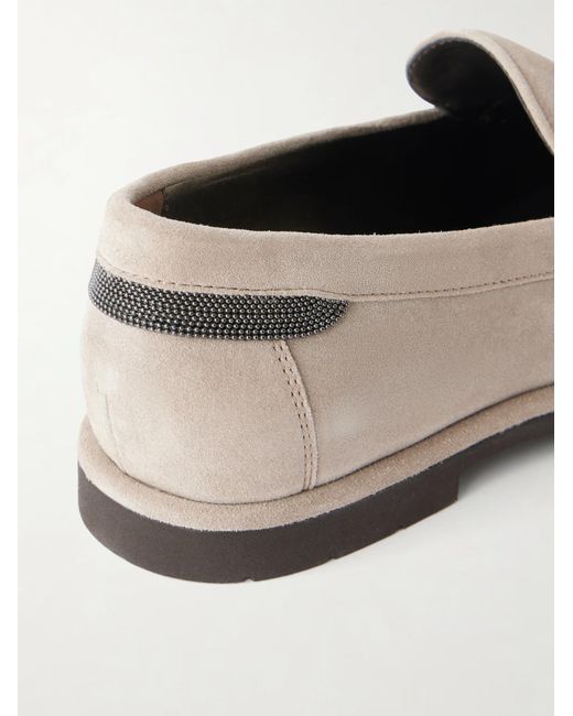 Brunello Cucinelli White Round-Toe Loafers