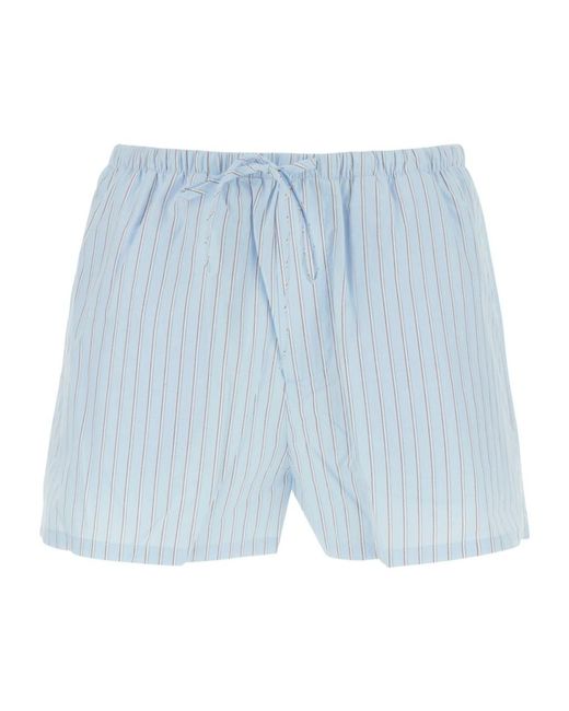 DUNST Blue Pajama Mini Striped Drawstring Shorts