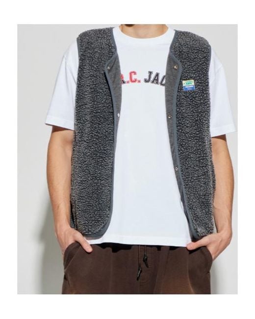 American Vintage Gray Fleece Vest Jacket for men