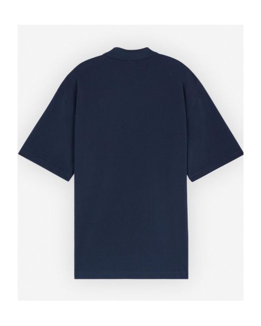 Maison Kitsuné Blue Maison Kitsuné Bold Fox Head Patch Oversized Polo Shirt for men