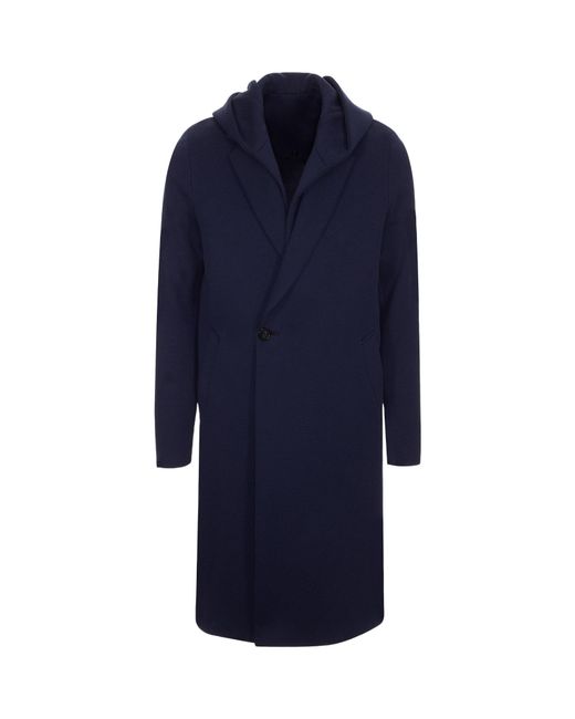 Emporio Armani Blue Hooded Trench Coat for men