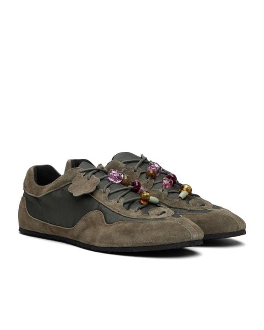 CECILIE BAHNSEN Brown Embellished Low-Top Sneakers