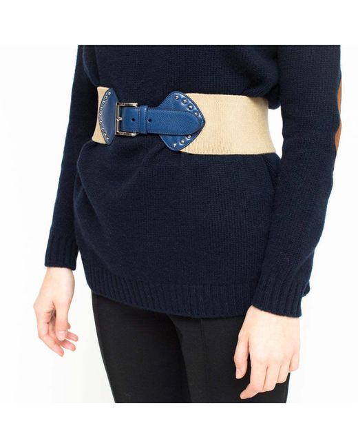 Prada Blue Logo Belt