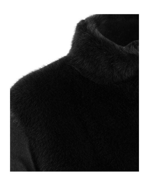 Herno Black Stand-Collar Faux Fur Jacket