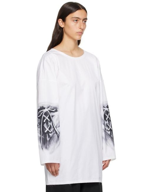 we11done White Abstract-Print Cotton Blouse