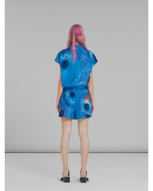 Marni Blue Buchi Printed Drawstring Shorts
