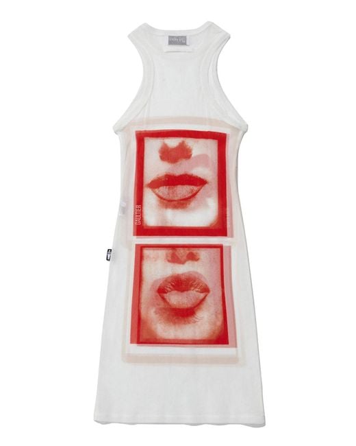 Jean Paul Gaultier White Eye Print Mini Dress