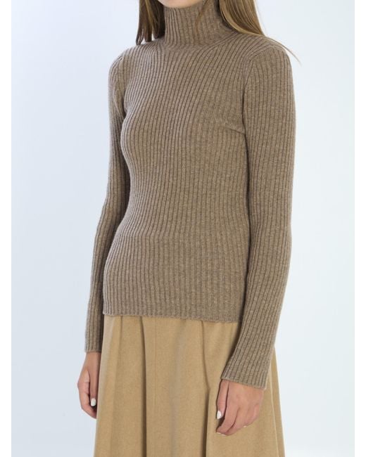 Max Mara Brown Aral High-Neck Jumper