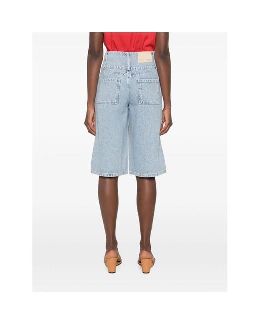 Stine Goya Blue Button-Up Denim Shorts