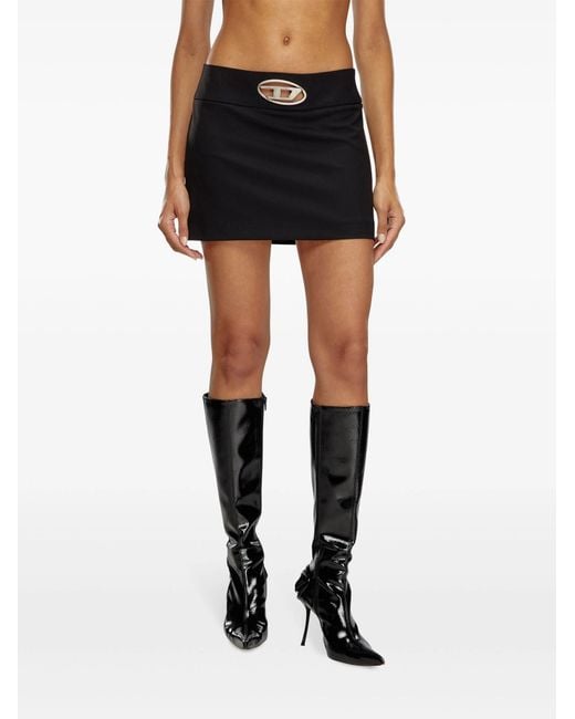 DIESEL Black O-Dixy Logo Detailed Mini Skirt