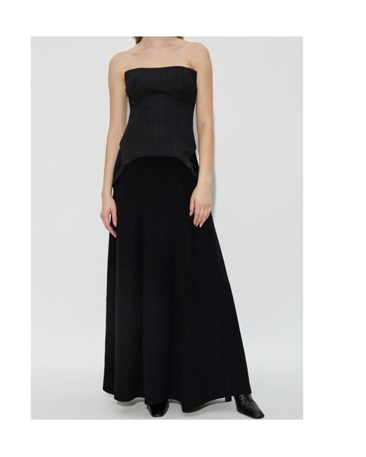 M I S B H V Black Pinstripe-Panel Dress