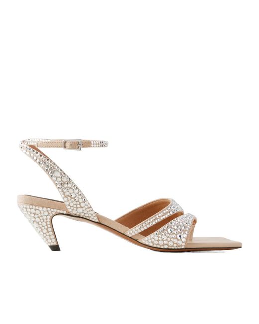 Stella McCartney White Crystal-Embellished High-Heeled Sandals